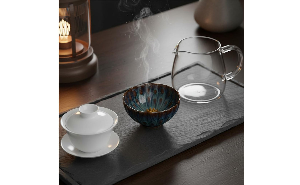 2 Pieces Ceramic Glaze Jianzhan Tea Cup Long-Lasting Peacock Tea Cup Drinkware Eco-Friendly for Company Events