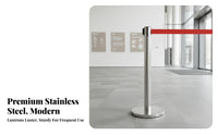 Heavy Duty Base Stainless Steel Queue Pole Rustproof Retractable Belt Stanchion Multiple Colors Stanchion Post with Belt Stable for Event Organizers, Retail Managers, Business Owners, Airports, Exhibitions, Shopping Malls, Exhibition Halls
