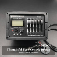 LCD Display 5-Band Equalizer Preamp Volume Control 5-Band Acoustic Guitar Pickup Low Battery Indicator Acoustic Guitar Preamp with Tuner for Guitarists, Musicians, DIY Enthusiasts, Stage Performance, Studio Recording, Gigging