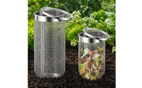 2 Pieces Inground Worm Composting Bin Mesh Worm Composter with Lid Steel in-Ground Composter Well-Aerated for Gardeners, Raised Beds, Backyard