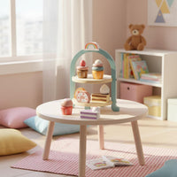 Wooden Dessert and Tea Playset Role Children's Play Afternoon Tea Toy Wood Wooden Cake Toy Set for Preschoolers, Young Children