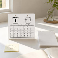 2025-2026 Cute Cartoon Animal Desk Calendar with Notepad Function