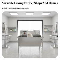 Easy to Clean Stainless Steel Grooming Tub Anti-Slip Design Stainless Steel Dog Wash Station Heavy Duty Professional Pet Bathing Tub Leak-Proof Construction for Veterinarians, Veterinary Medical Facility