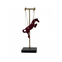 Horse Statue with Black Marble Base Horse Figurine Minimalist Decor for Living Room