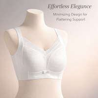 Support Bra Minimizer for Women with Thin Molded Cup and 4-Row Back Closure, Plus Size Non Wired for Large Busts, Breathable Nylon
