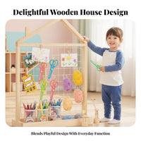 Rolling House-Shaped Clothes Rack Mobile with casters kids' Clothes Rack Portable Sturdy Construction for Toddlers, Small Spaces
