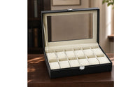 Watch Storage Box Leather Organizer Transparent for Dresser, Men