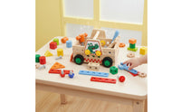 Early Learning DIY Assembly Tool Vehicle Portable with Handle Kids Screw and Nut Toy Set Multi-Configuration Build Take-Apart Toy Truck Solid Wood Construction for Preschoolers
