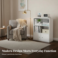 Minimalist design Multi-Compartment Floor Shelf with Doors Includes Door Compartments Multi-Tier Cabinet with Doors complimentarystanding shelf unit for Apartment Dwellers, Homeowners, Office Workers, Study Room, Bedroom, Entrypath