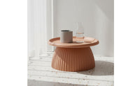 Round Tray Top Table Nordic Style Fluted Base End Table Lightweight Home Furniture for Living Room, Bedroom, Small Areas