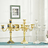 Five-Head Gold and Silver Plated Metal Alloy European Style Candle Holder for Home, Hotel, KTV Classic