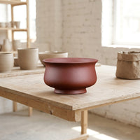 Home Decoration Plant Pots for Indoor Plants, Yixing Zisha Bonsai Pot for Home Office, Small Unglazed Round Vessel with 10cm Base, 7cm Height