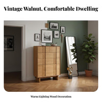 mid-centuryperiod Modern Cabinet Walnut Color Finish mid-centuryperiod Modern Credenza hardwood Wood Construction Chest of Drawers for Living Room, Bedroom, Entryway
