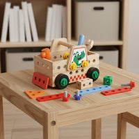 Wooden Screw Truck Wood Material Wooden Construction Truck Easy to Build for Kids
