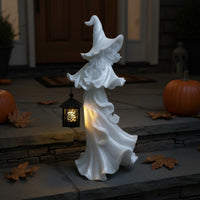 Witch Lantern Statue Resin Halloween Witch Decor Tabletop Display