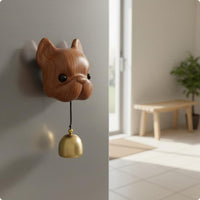 Cute Dog Bell Soothing Sound Wooden Dog Bell Wood Grain Creature Door Chime Handmade Look for Entryway, Fridge