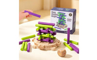 Wooden Balancing Game Challenging Wooden Balance Game Child Stacking Toy with Die for Kids, Preschoolers