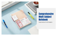 Efficient Study Loose-Leaf Notebook, Letter Size, Exam Revision, Subject Organizer, Replaceable Refill