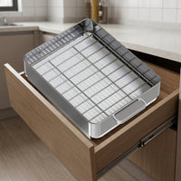 Large Capacity Dish Drainer, Under Sink Organizer, Sliding Drawer, No Installation, Minimalist Rectangular Design