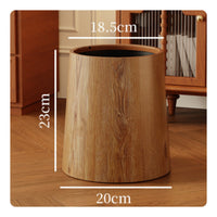 Wood Grain Trash Can Retro Design Large Trash Container Sturdy PP