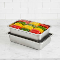 2 Pieces Stainless Steel Draining Tray Set Heavy Duty Rectangular Perforated Pan Set Commercial Food Prep Pan for Chefs, Catering