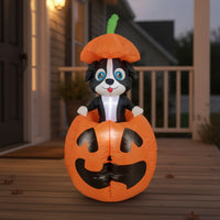 Inflatable Dog in Pumpkin Cute Inflatable Dog with Pumpkin Giant Yard Decoration Festive for Families