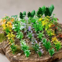 100-Piece Miniature Artificial Flower & Grass Model Set for Micro Landscape Decor