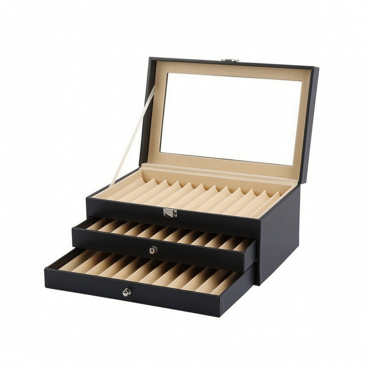 Pen Display Box with Drawer Desktop Pen Storage Box with Drawer Multi-Slot