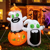 Inflate Inflatable Pumpkin with Ghosts Outdoor Halloween Inflatable Quick Inflation Pumpkin Ghost Easy Setup for Families, Homeowners, Yard, Lawn, Garden, Porch