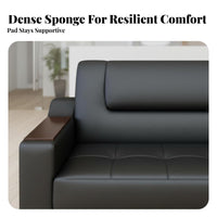 Genuine Leather Wood Frame Sofa and Table collection New Chinese design Reception Seating Minimalist Design Commercial Furniture Plush Cushioning for Visitors, Corporate Buyers, Office Managers, Guest Waiting Room, Lobby
