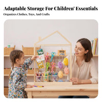 Rolling House-Shaped Clothes Rack Mobile with casters kids' Clothes Rack Portable Sturdy Construction for Toddlers, Small Spaces