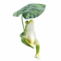 Painted Finish Resin Frog Ornament Small Frog Figurine Decorative Outdoor Decoration Micro-Landscape for Balcony, Courtyard
