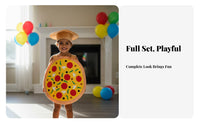 Pizza Costume Includes Hat Pizza Cosplay Set Double-Sided Funny Food Outfit for Kids, Boys, Parties, Dress-Up