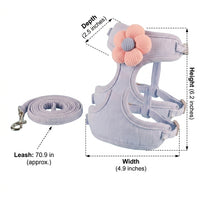 Cat Harness and Cat Leash Set, Decorative Sandwich Mesh Vest Walking Harness with Back Leash Attachment, Adjustable Harness for Outdoor Cat Use