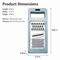 Multi-Function Vegetable Grater, 4 Blade Kitchen Grater for Salads, Fine Coarse Shredding Julienne Stainless Steel Grater