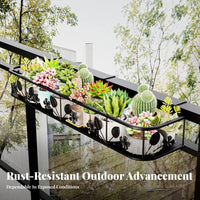 Space-Saving Hanging Railing Planter Rack Anti-Rust Balcony Shelf toolcomplimentary Installation Plant Stand sturdyDuty for Apartment Dwellers, Gardeners, Homeowners, Windowsill, Fence, Porch, Patio