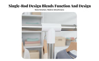 Stainless Steel Adjustable Drying Rack Extendable Single Rod Clothes Rack Foldable Portable Clothes Stand with Shelf Modern Simple Design for Homeowners, Students, Shop Owners, Balcony, Bedroom, Dorm Room, Entryway