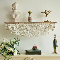 Wall Shelf with Scrollwork Ornate Carved Wall Shelf Vintage for Living Room, Entryway, Hallway
