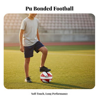 Wear-Resistant Size 4 Soccer Ball Good Air Retention PU Leather Football Comfortable Foot Feel for Young Players, Beginners, Practice