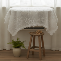 Embroidered Cotton Appliance Dust Cover with Lace Trim