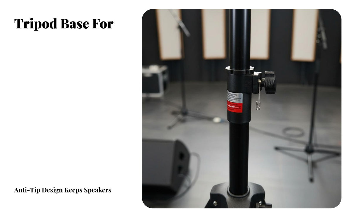 Sturdy Steel Construction Tripod Speaker Stand Foldable Design Floor Speaker Stand Non-Slip Feet Secure Locking Pin for DJs, Musicians, Event Organizers, Stage Performance, Live Events, Conferences, Weddings
