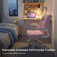 Versatile Design Padded Computer Chair Ergonomic Design Upholstered Rolling Chair Adjustable Height Office Furniture Support for Students, Home Workers, Professionals, Bedroom, Dormitory, Dorm Room, Vanity