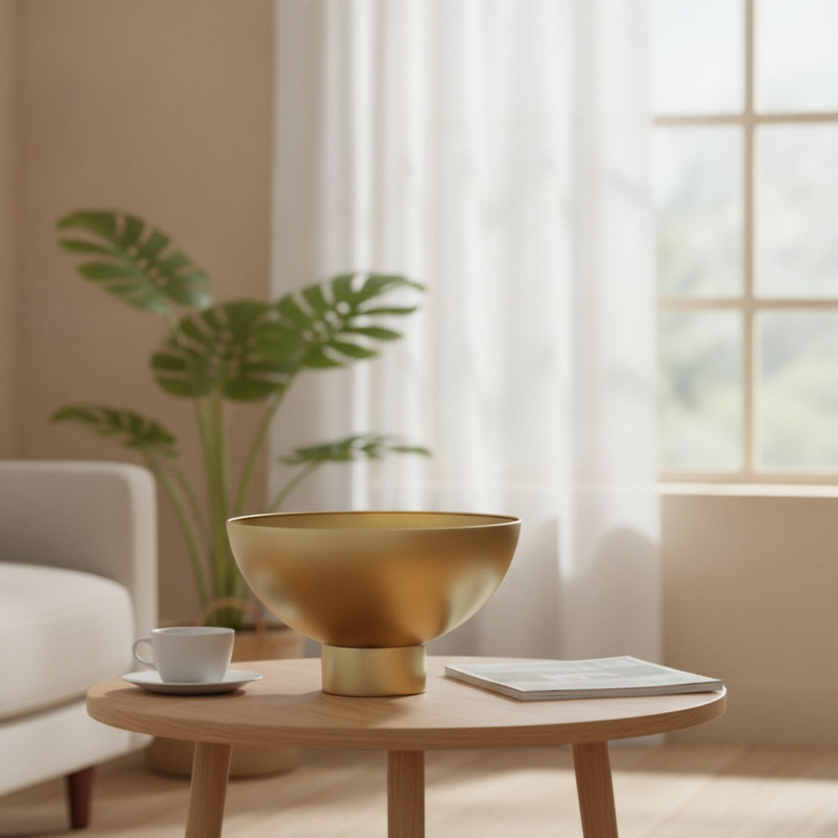Modern Flower Bowl with Pedestal Shiny Pedestal Bowl Decorative Tabletop Planter Elegant for Florists, Entryway