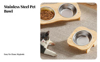 Elevated Pet Bowl Solid Wood Frame Wooden Pet Bowl Stand Anti-Tip Wooden Cat Food Stand for Small Dogs, Young Dogs, Indoors, Kitchen, Living Room