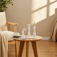 3 Pieces Resin King Queen Knight Statue Set Classic Chess Figurines with Gold Trim Refined Chess Decor Set Exquisite for Collectors, Bookshelf, Desk