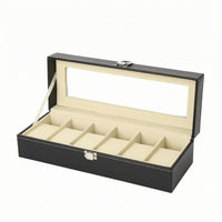 Watch Display Box PU Leather Watch Organizer with Window Dustproof Jewelry Box with Dividers for Collectors, Dresser, Closet