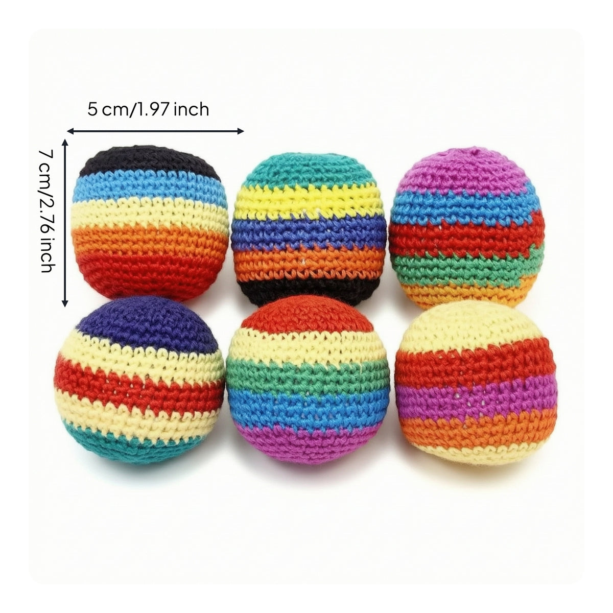 6 Pieces Crochet Hacky Sack Colorful Hacky Sack Crocheted Footbag Soft Juggling Footbag Textured for Beginners, Hand Tossing