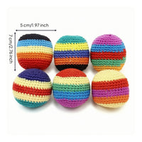 6 Pieces Crochet Hacky Sack Colorful Hacky Sack Crocheted Footbag Soft Juggling Footbag Textured for Beginners, Hand Tossing