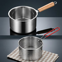 Frying Pan for French Fries with Basket, Uncoated Stainless Steel Pot for Home Cooking, Deep Fryer Chip Pan with 10cm Depth, 304 Stainless Steel
