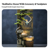 Relaxing Ambiance Rockery Water Feature Misting Humidifier Illuminated Water Wall Quiet Pump Operation Cascading Waterfall Fountain Easy Setup for Feng Shui Enthusiasts, Hotel Lobby, Living Room, Entryway, Office